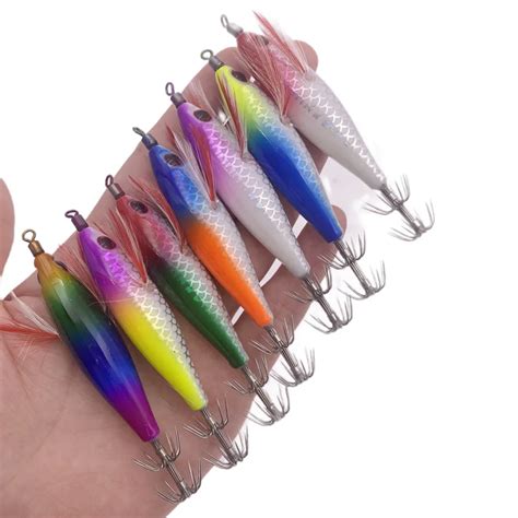 Luminous Wooden Shrimp Squid Jig Vertical Jigging Lure Octopus Shrimp