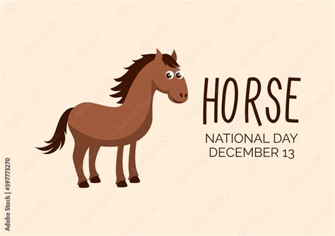 National Horse Day vector. Happy brown horse icon vector. Cute foal ...