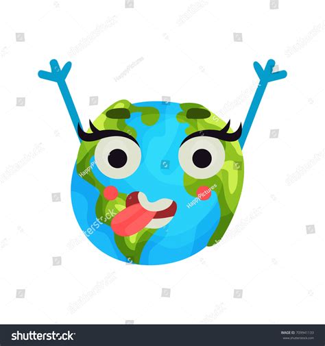 Cute Cartoon Happy Earth Planet Emoji Vector Có Sẵn Miễn Phí Bản