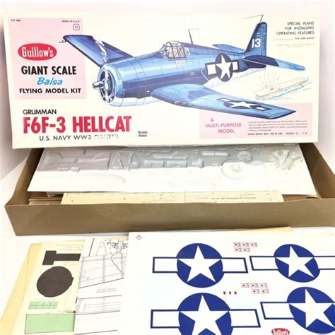 Guillows Giant Scale Balsa Ww2 Grumman F6f 3 Hellcat Flying Model