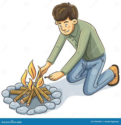 Man Lighting Fire Royalty-Free Stock Image | CartoonDealer.com #23030206