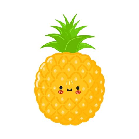 Lindo Personaje Divertido De Piña Vector Premium