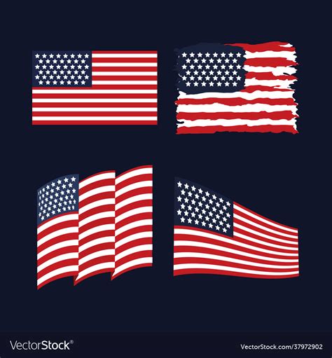 American Flags Set Royalty Free Vector Image Vectorstock