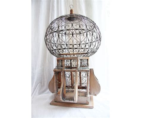 Large Vintage Victorian Bird Cage 1800s Round Dome Bird Cage