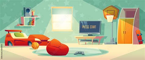 Kid room vector illustration of video game console, TV monitor or ...