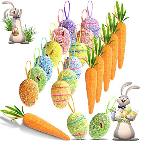 Pcs Easter Egg Ornaments And Carrot Hanging Ornaments Colorful Foam