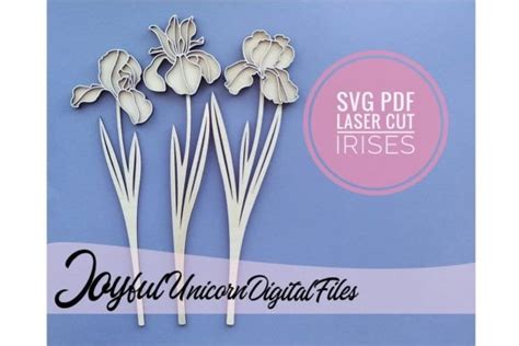 Iris Svg Laser Cut Flower Graphic By Joyfulunicorn · Creative Fabrica