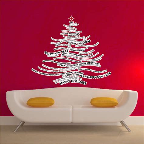 Christmas Tree Text Wall Decal - Holiday Wall and Windoe Decals - Removable Christmas Tree Wall ...