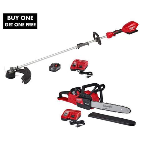 Milwaukee M18 Fuel 18v Lithium Ion Cordless String Trimmer Chainsaw Combo W 8 0 Ah 12 Ah 5 0 Ah