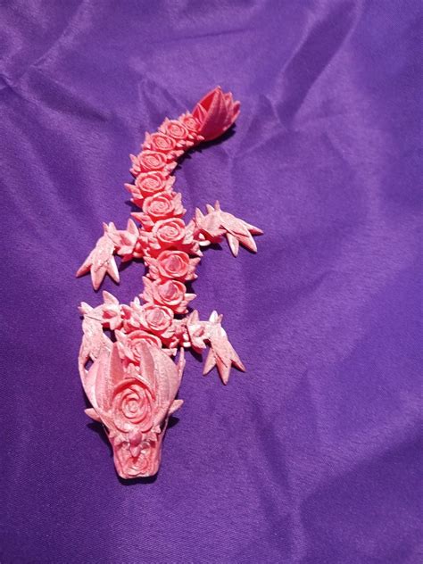 Rose Dragon Nature Dragon Flower Dragon Articulating Fidget Toy 3d