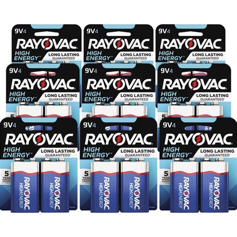 Rayovac High Energy Alkaline 9 Volt Battery 4 Packs For Multipurpose