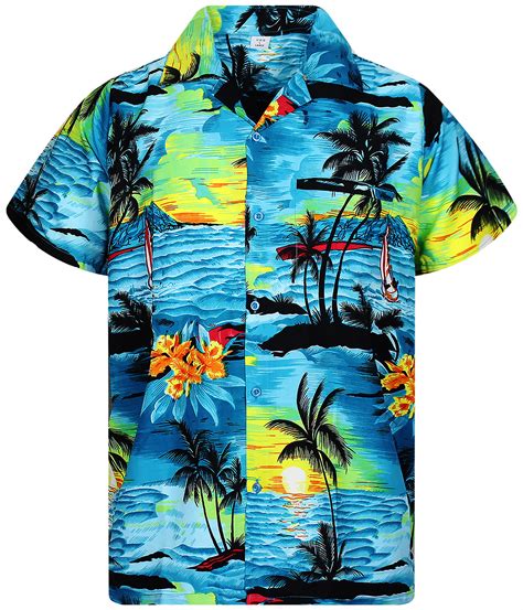 Freizeithemden King Kameha Funky Hawaiihemd Herren Kurzarm Fronttasche