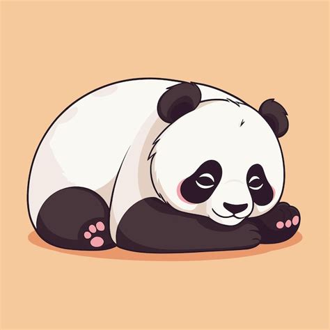 Adorable panda de dibujos animados durmiendo en el suelo ilustración