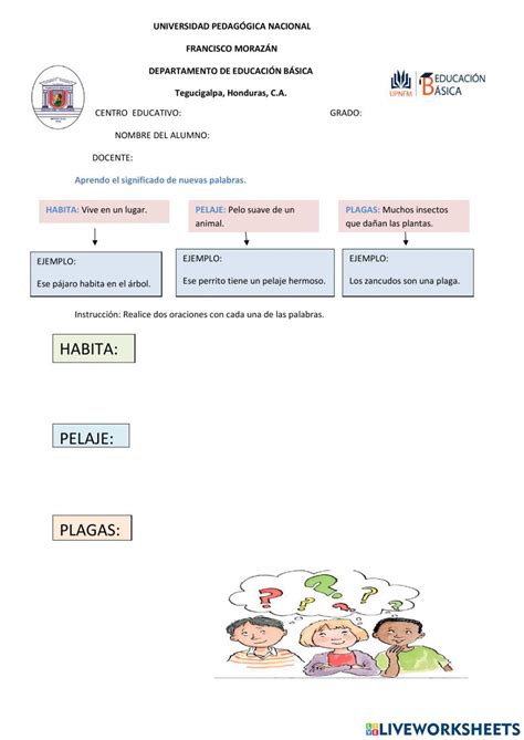 Clases De Palabras Liveworksheets