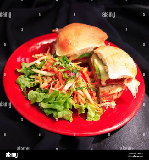 Ham and cheese sandwich with salad Stock Photo - Alamy