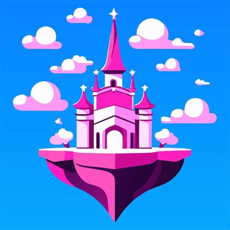 Castillo M Gico Rosa En Una Isla Flotante En La Ilustraci N Vectorial