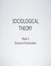 Soc 120 Merged Wk 5 10 Pdf SOCIOLOGICAL THEORY Week 5 Structural