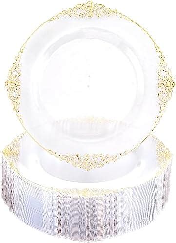 Amazon Wdf Pcs Clear Disposable Plastic Plates With Gold Trim