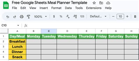 Free Google Sheets Meal Planner Template - The Nomad Brad | Blog