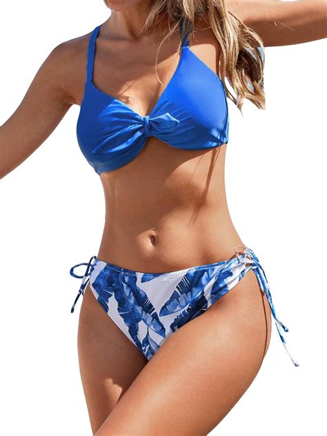 Amazon MakeMeChic Women S 2 Piece Bikini Set V Neck Crisscross