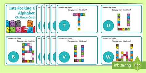 Interlocking Cubes Alphabet Challenge Cards Profesor Hizo