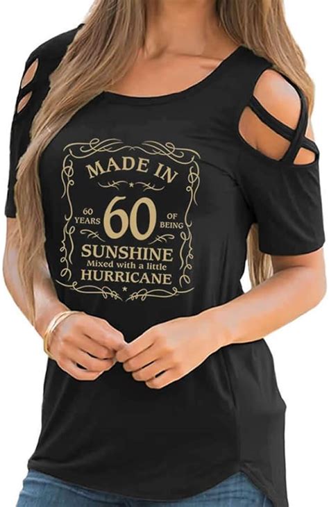 60th Birthday T For Women Short Sleeve T Shirt Cutout Cold Shoulder