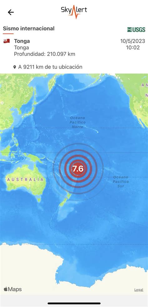 SkyAlert on Twitter Sismo en la región del archipiélago de Tonga