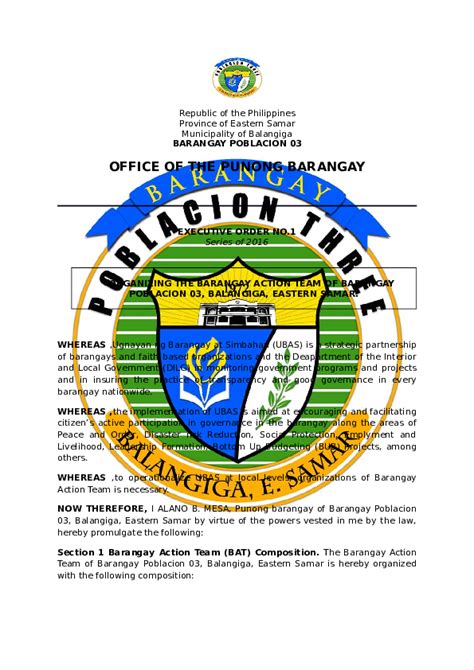 Doc Republic Of The Philippines Province Of Eastern Samar