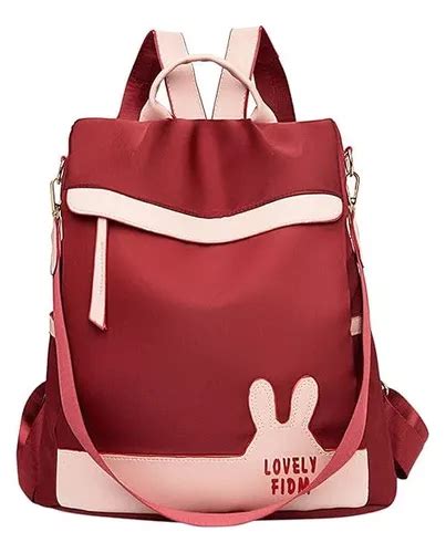 Mochila Feminina Antifurto Nylon Imperme Vel Casual Cor Vermelho