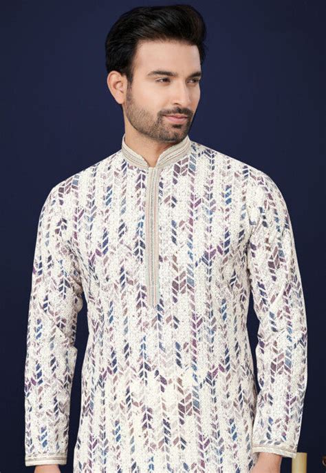 Buy Chikankari Cotton Kurta Set In Off White Online Mkm Utsav