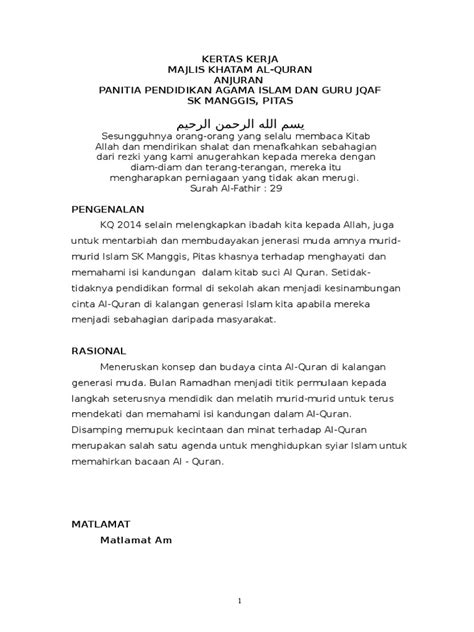 Contoh Kertas Kerja Khatam Quran Pdf