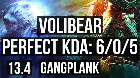 Volibear Vs Gangplank Top 6 0 5 300 Games Dominating Kr