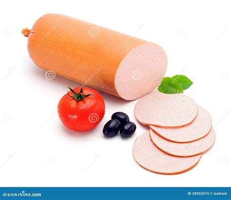 Simple Bologna Sausage and Slices Stock Image - Image of butcher, tasty ...