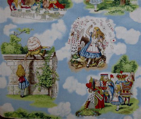 Alice In Wonderland Cotton Fabric 35 inches 42 in by QuiltCitySue