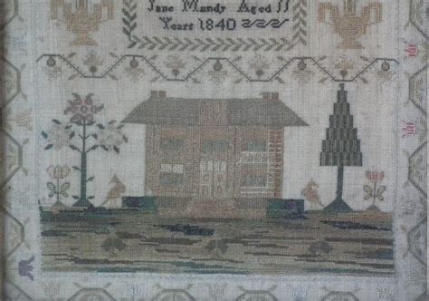 Antique Sampler 1840 House Sampler By Jane Mundy