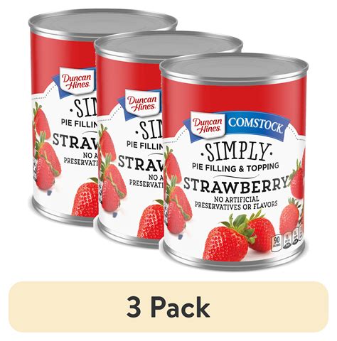 3 Pack Duncan Hines Comstock Strawberry Pie Filling And Topping 21