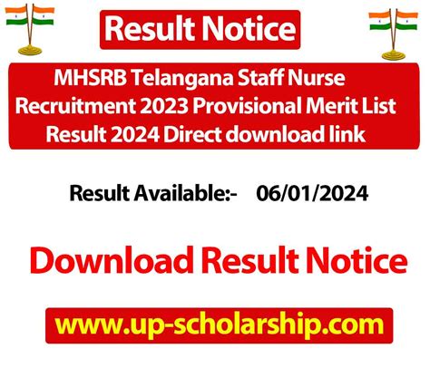 Mhsrb Telangana Staff Nurse Recruitment Provisional Merit List