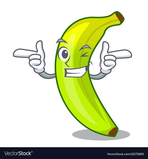 Wink character natural fruit fresh green banana Vector Image