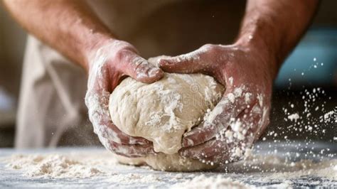 Bakers Hands Kneading Dough For Artisan Bread Stock Illustration