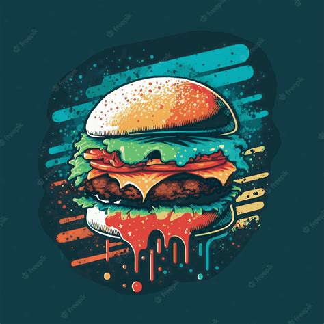 Premium Vector Big Burger Hamburger Hand Drawn Vector Illustration Poster