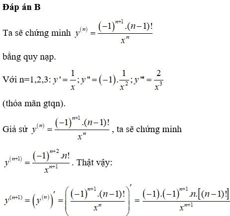 Hàm số y=lnx có đạo hàm cấp n là