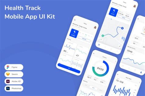 Health Track Mobile App Ui Kit Graphic By Betush Creative Fabrica