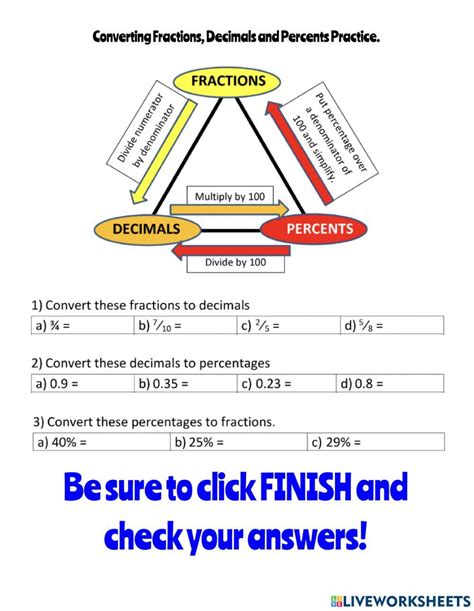 Fractions Decimals Percents Worksheet Live Worksheets