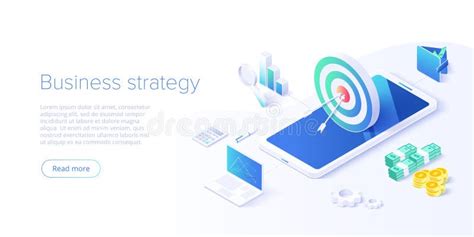 Business Strategy Isometric Vector Illustration Data Analytics For Company Marketing Solutions