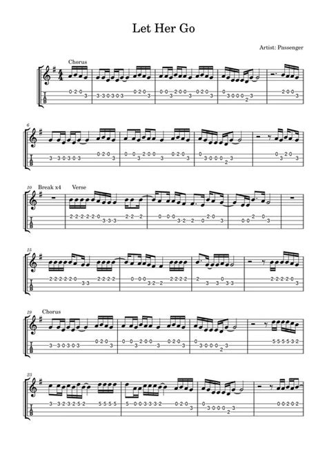 Let Her Go Easy Ukulele Fingerpicking Tab