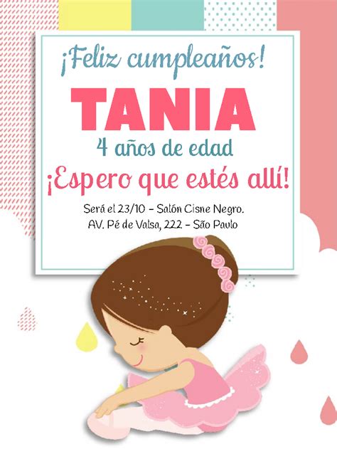 Invitaci N De Cumplea Os De Bailarina