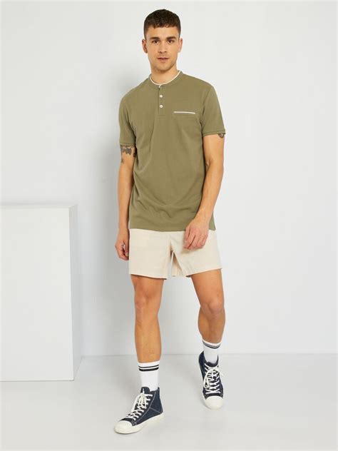 Polo Col Mao En Piqu De Coton Vert Kiabi