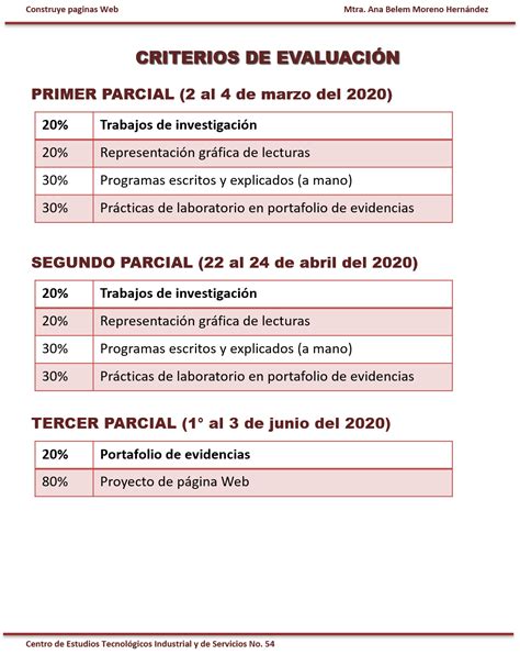 Criterios De Evaluacion Ejemplos