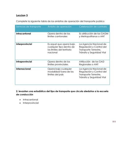 Leccion 3 LT Leccion 3 Complete La Siguiente Tabla De Los Ambitos De