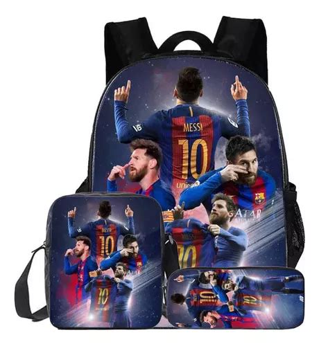 Mochila De Tr S Pe As Da Estrela Do Futebol Messi Para Estud